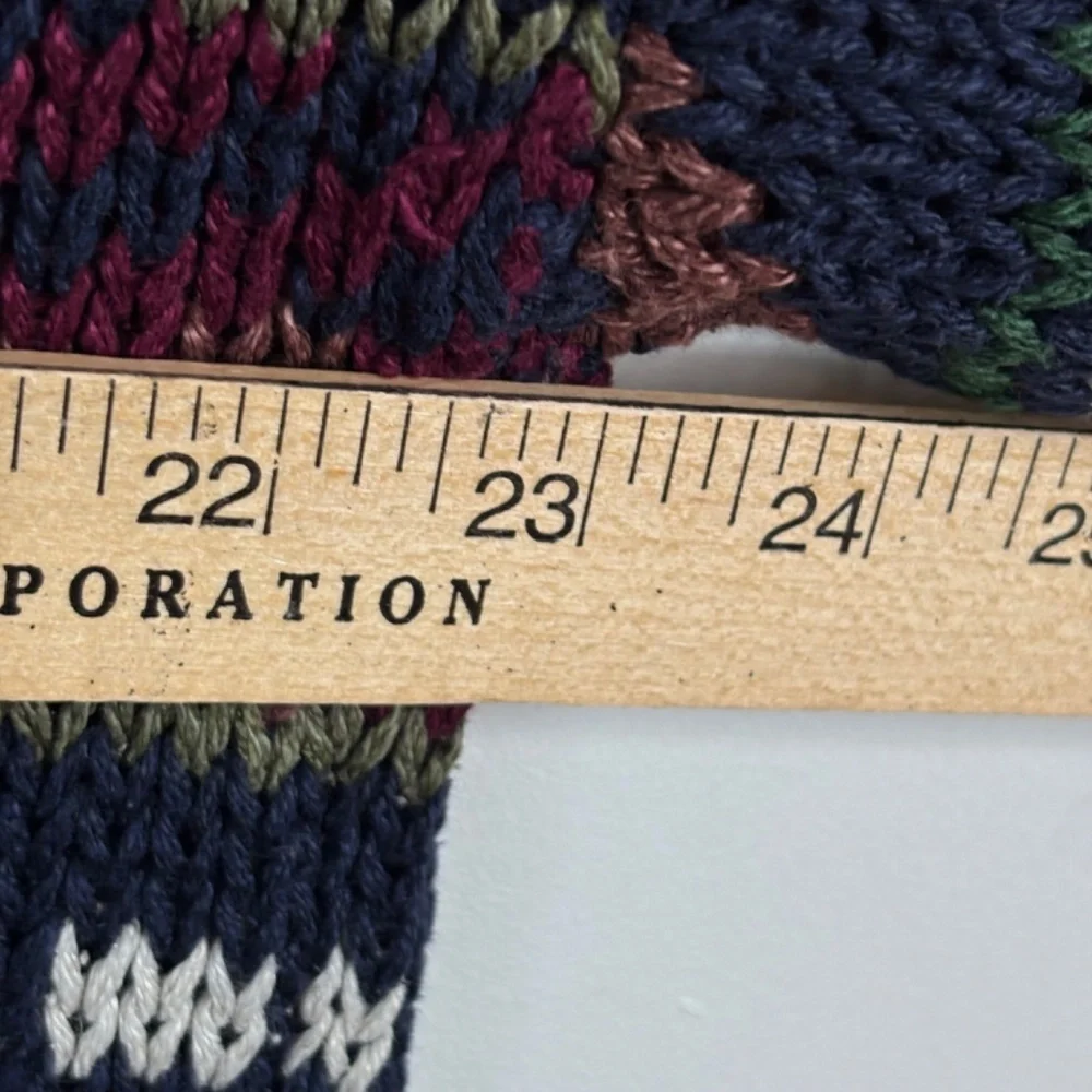 VTG 90s Joseph Abboud Silk Linen Sweater L Hand Knit Made in Scotland Geometric - Picture 7 of 9
